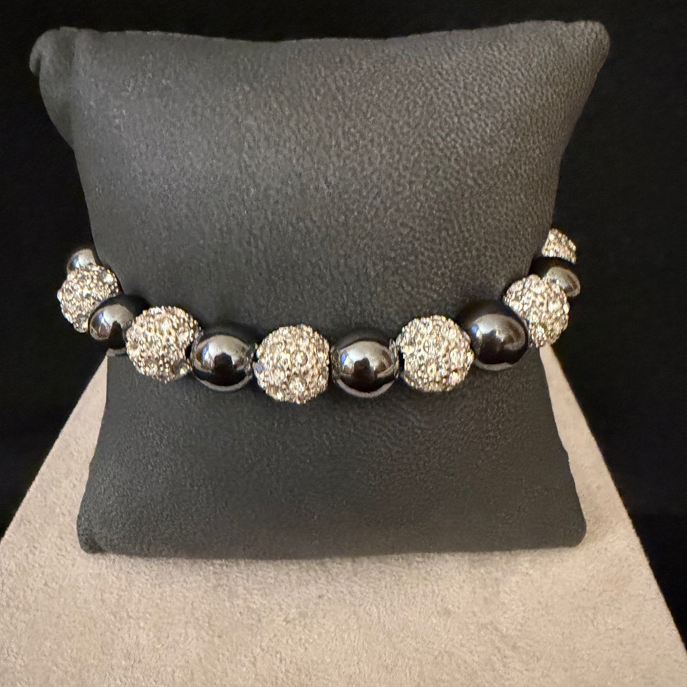 NEW Crystal and Precious Hematite Adjustable Bracelet